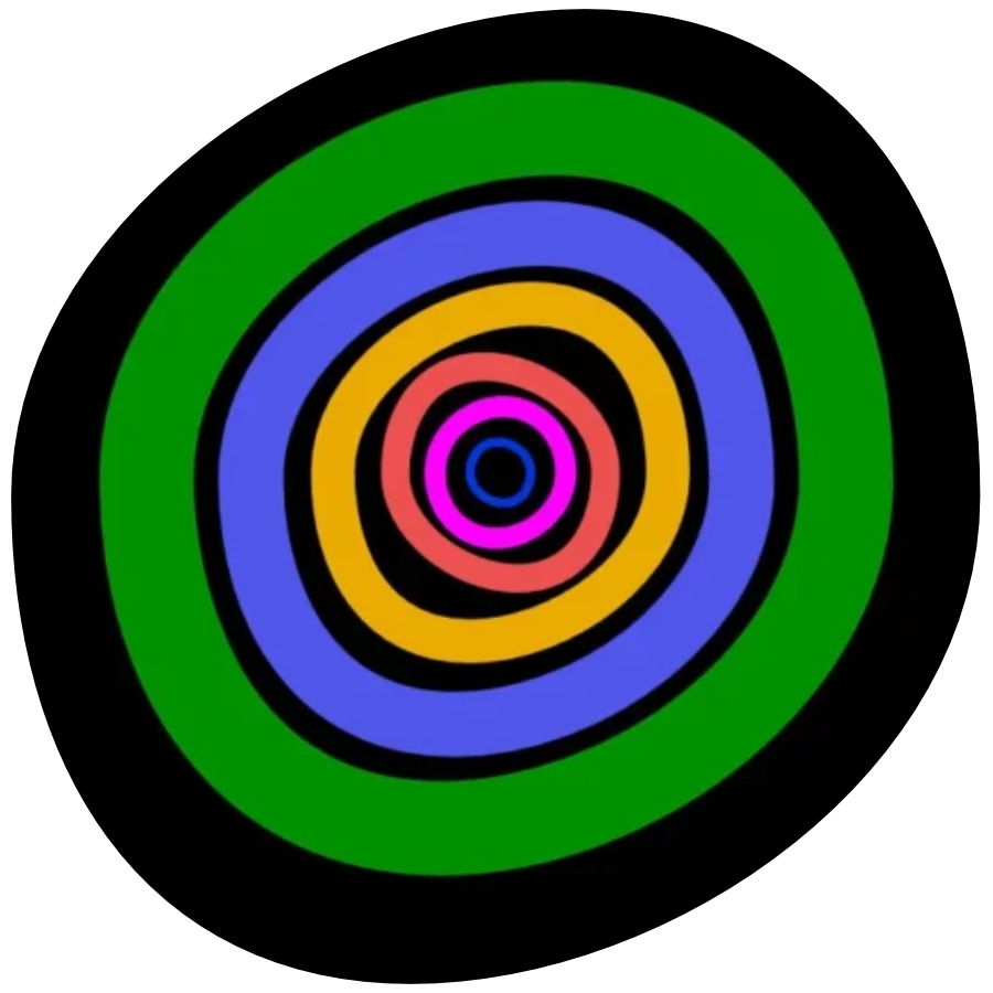 símbolo del inconsciente en elipses de colores verde