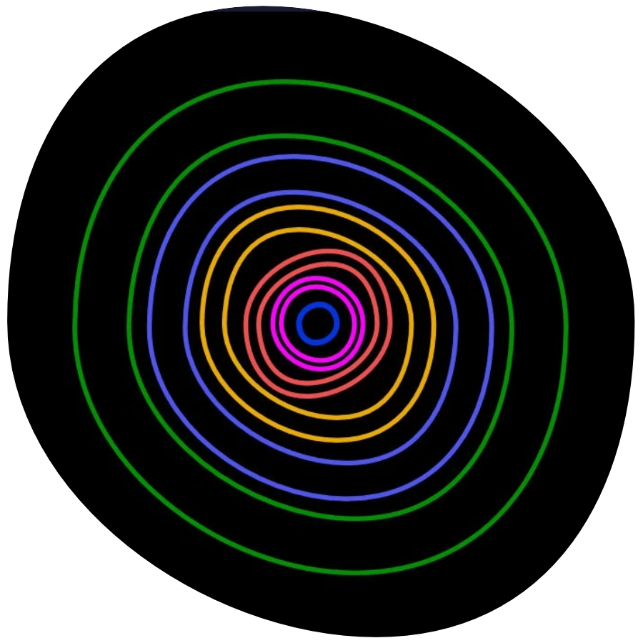 símbolo del inconsciente en elipses de colores en trazo 