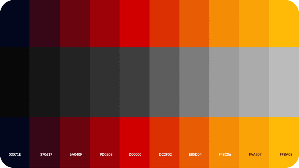 barras verticales con degradado de color de marron a a amarillo