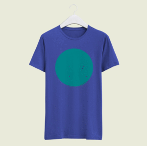 mockup de polo azul con estampado circulo