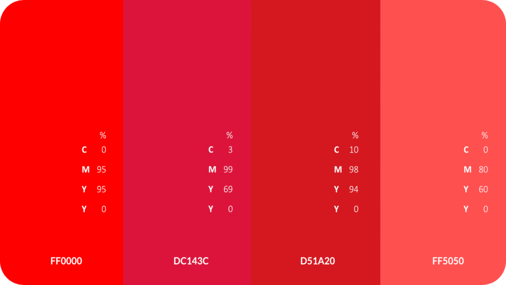 imagen de paleta de colores rojos llamados aventureros